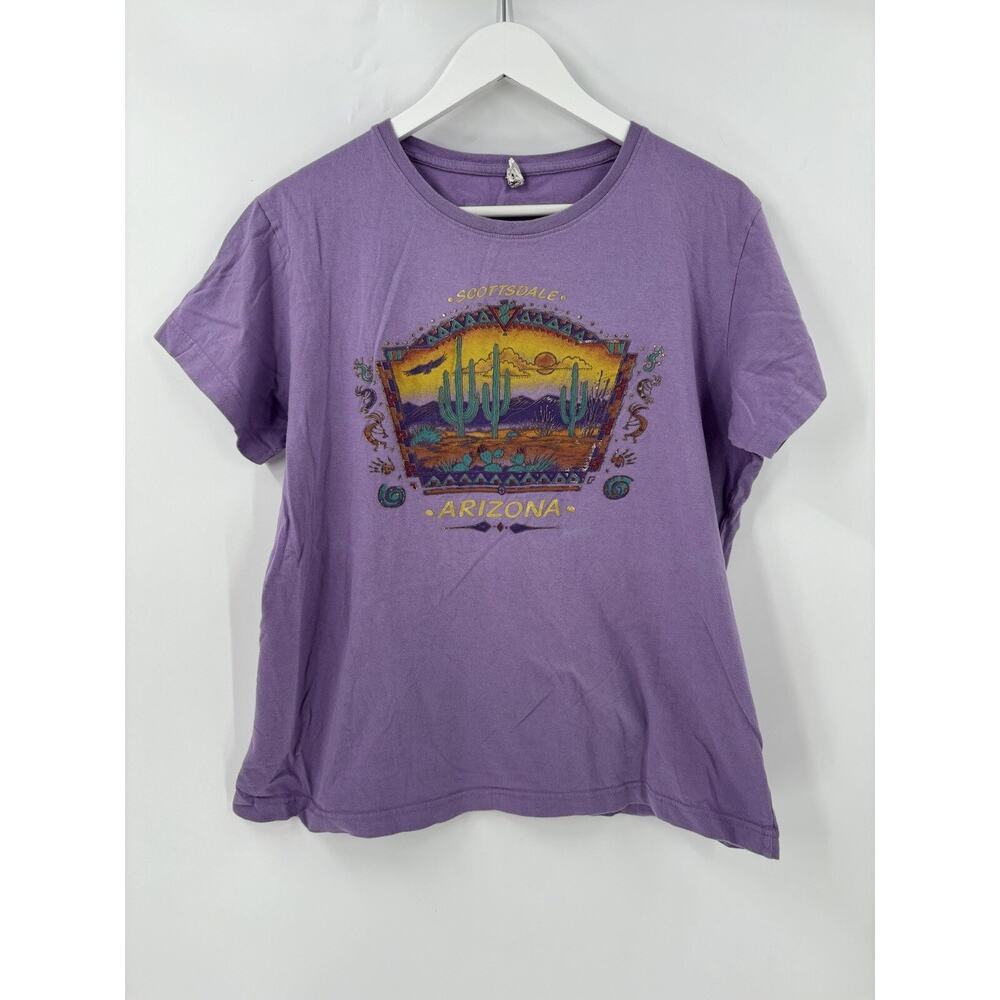 Scottsdale Arizona T Shirt Womens XL Purple Graphic Print 100% Cotton Casual Top
